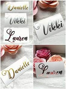 Personalized Name Vinyl Decal Custom Name Stickers Wine Glass Decal Bridal Party Decal Vinyl Lettering, Customized Name Decals, Custom 3-6 Inch Personalized Text, 1/3/5pcs Can Customize Different Texts, Name Sticker, DIY Gifts, Valentine's Day Gift, Gift For Her, Gift For Him, Gift For Mum, Gift For Friends, Home Decor, Decoration, Personalized Gift - Multicolor - View 8