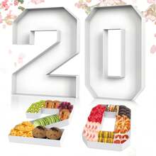 1pc 0-9 Numeric Shaped Reusable Dessert Display Plate, 26 Alphabet A-Z Shaped Tray, Suitable For Filling With Sweets, Cakes, Chocolates, Fruits, Ideal For Graduation Ceremony, Birthday Party, Bachelor Party, Wedding Anniversary, Various Holiday Table Decor