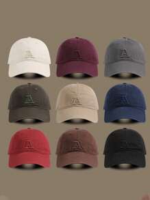 Czapka baseballowa z haftem w literę A Jednolity kolor Prosta, swobodna czapka sportowa Czapki z filtrem przeciwsłonecznym