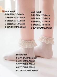 1 Pair Girls Solid Color Lace Trim Hollow Breathable Princess Baby Socks