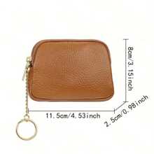 1pc Soft Leather Texture Women Zipper Mini Wallet Small Purse For Cards Keys Coins Vintage Design For Women Wallet Purse Wallet Coin Wallet Wallet - Blue - View 3