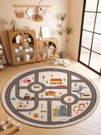 Alfombra de área con patrón de comunidad de dibujos animados, para sala de estar, estudio, dormitorio, decoración interior, entrada - decoración del hogar resistente a las manchas, alfombra de terciopelo de cristal gruesa y suave, felpudo lavable y antideslizante, perfecto para la decoración del hogar moderno, alfombra del hogar | Alfombra de sala de estar