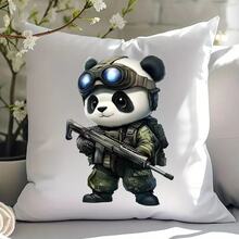 熊猫士兵图形热转印印花，新款时尚男女通用休闲贴花设计，适用于服装、箱包、帽子、枕头、DIY 热压贴花