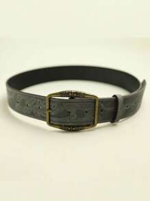 1 pieza Cinturón versátil de moda con textura con relieve vegetal de piel sintética gris para mujer
