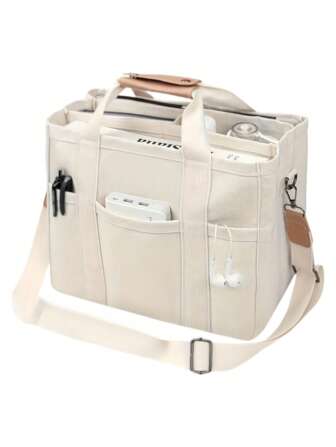 Large Capacity Multi Pocket Shoulder Bag With Compartment, Versatile Handbag With Handles, Black