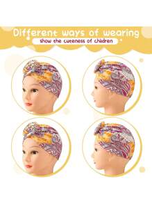 1 件儿童癌症头饰非洲结预绑头巾柔软弹力头巾，适合男孩女孩，随机产品标签