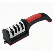 1PC Quick Kitchen Knife Sharpener, 4/3-Step Sharpening System For Fast And Effective Knife Sharpening, Repairs, Sharpens And Polishes Knives, Easy To Use With Non-Slip Handle, Black And Red Finish, Suitable For Sharpening Steel And Ceramic Knives, Ideal For Chefs, Cooks, And Home Kitchens, Ensures Sharp And Knives.