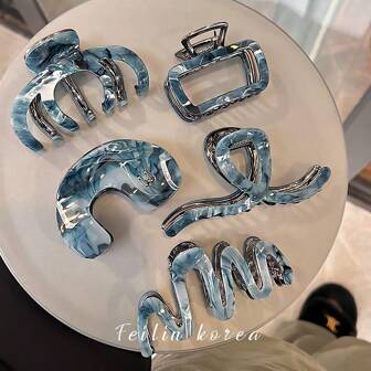 大号亚克力发夹，高品质波浪图案优雅配饰，适合女性，四季通用爪夹发夹发钳发夹发夹接发夹