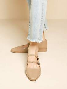 Xin Jing Shoes 秋冬女士休闲平底鞋，带扣装饰，时尚一脚蹬平底鞋，适合通勤和休闲