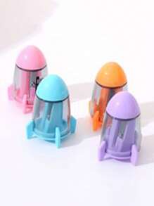 3pcs Creative Rocket/Spacecraft Shaped Single Hole Student Pencil Sharpener Office School Supplies