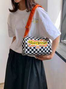 Kids Colorblock Letter Print Casual Messenger Bag - A - View 5