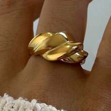 1 Pair Minimalist Geometric Thread Textured Metal Industrial Style Casual Rings For Women