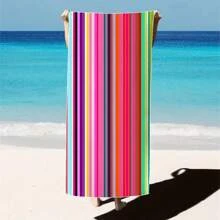 1pc Colorful Printed Beach Towel, 100% Polyester, Lightweight, Quick Dry, Absorbent, Modern Style, Rectangular Shape, Hand/Machine Washable, Suitable For Yoga, Travel, Swimming, Beach, Fitness, Camping, Bathroom, Valentine's Day, Birthday Gift Beach Essentials - Multicolor - View 44