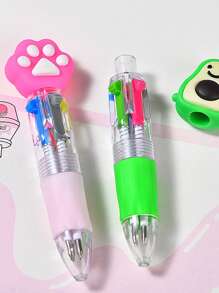 4 piezas Bolígrafos de punta retráctil en 4 colores con diseños de dibujos animados, bolígrafos multicolor portátiles para estudiantes, diarios, útiles escolares y de oficina, diseños lindos variados, útiles escolares, vuelta al cole - Multicolor - Ver 5