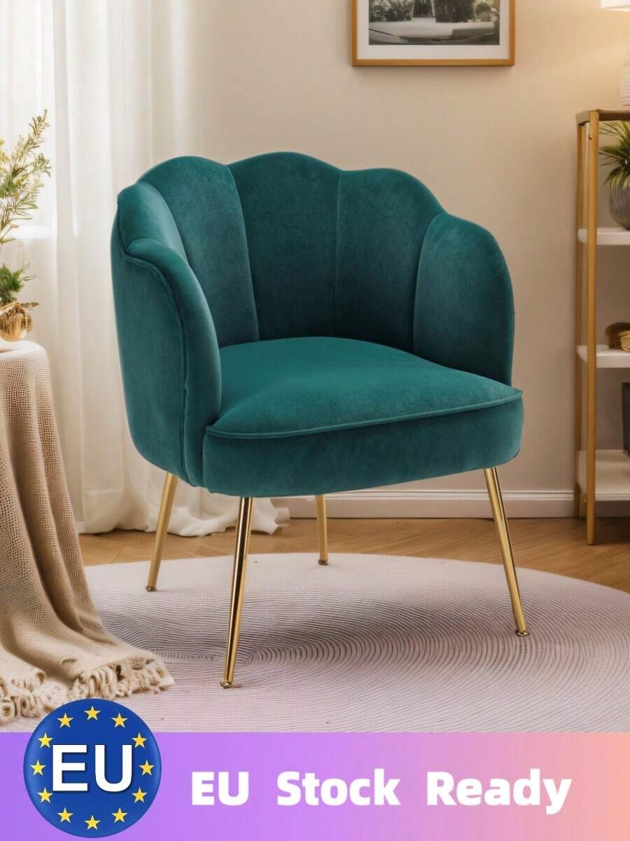 1 Stuhl Gepolsterter Sessel mit Blütenblatt-Rückenlehne, Ergonomischer Akzentstuhl aus Samtstoff , Lehnstuhl mit Metallbeinen Gold, Heimsessel mit goldenen Beinen und verstellbaren Beinen für den Innenbereich,  für Schlafzimmer Weicher Samt Armlehnstuhl, Esszimmerstuhl Polstersessel für Schminktisch, Küchenstuhl in Blumenform für Wohnzimmer, Schlafzimmer,Ehefraugeschenke,Muttergeschenke, Weihnachtsgeschenke, Weihnachtsgeschenke, Familiengeschenke, Geschenke für Freunde, Jubiläumsgeschenke,Bewegendes Geschenk,Rosa - Grün - Übersicht 1