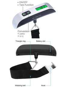 1 pieza Báscula electrónica portátil para equipaje que puede caber en una mochila de mano para medir paquetes de viaje o equipaje. Alta precisión de medición, hasta 50 kg, sin incluir la batería
