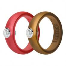 OVERSIZE 4-12 Silicone Rhinestone Ring For Men And Women Silicone Diamond Rings - Women's Wedding Engagement Rubber Band - Metallic Bronze - 查看 3