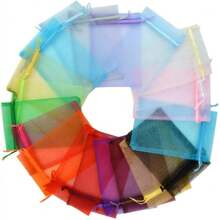Organza Gift Bags - Mixed Color, Satin Drawstring Organza Small Pouches For Wedding Party, Jewelry, Watch Packaging
