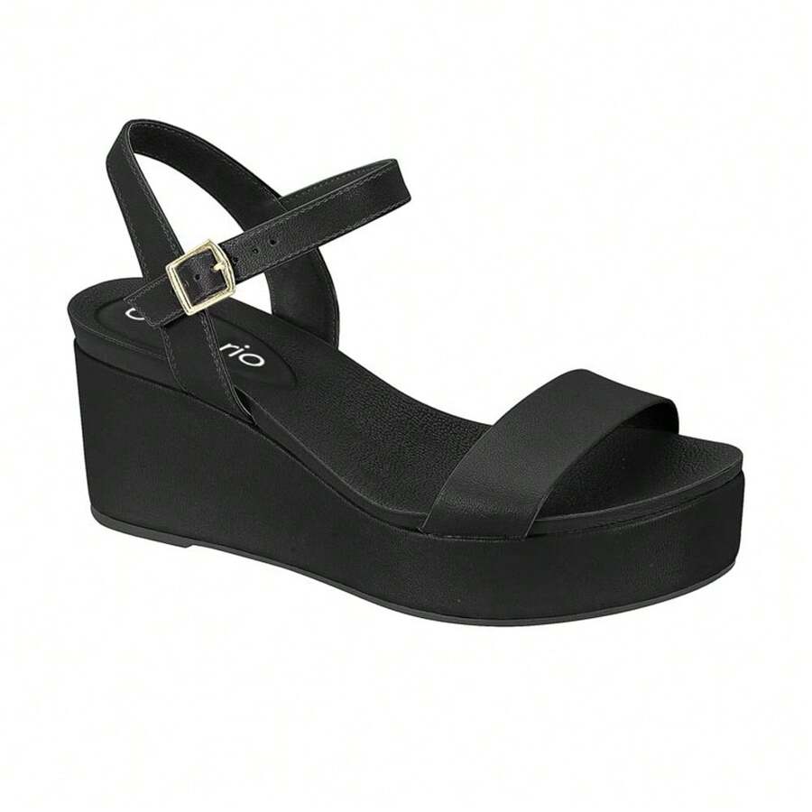 Beira Rio Women's Sandals Platform Clogs Medium Wedge Heel Comfortable Original - 黑色 - 查看 1