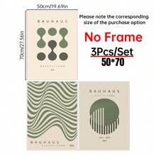 3 件/套鼠尾草绿色包豪斯墙壁艺术海报，包豪斯抽象墙壁艺术帆布画，几何现代艺术海报，客厅家居装饰，无框 - 3PCS - 查看 12