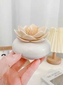 1pc Creative Lotus Cleaning Swab Holder/Toothpick Box, Comes With 100pcs Cleaning Swabs With Cover, Daily Novelty Gift, Restaurant, Home Supplies, Holiday Decor
