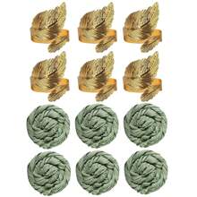 6 件餐巾 + 6 件餐巾环，平纹细布奶酪布餐巾套装，可洗皱布餐巾适用于家庭、婚礼、情人节派对装饰 - 彩色 - 查看 11