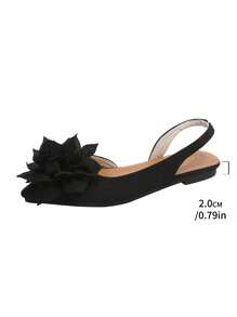 2025 New Korean Summer Sandals For Women, Black Bowknot Pointed Toe Strap Backless French Minimalist Casual Sandals - Black - View 8