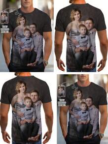 Customized Fashionable 3D T-Shirt, Suitable For Men,  And Family Photos, Casual And Comfortable Top, 100% Polyester, Round Neck Design, Machine Washable Ornamental,Dawg Stylish,Fashion,Hipster,Contracted,Easy Costume,Modest Fashion,Minimal Chic,Casual Custom,Unique,Personalized Ideal Gifts For Him Family,Boyfriend,Friends,Children