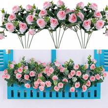 1/3/5pcs Romantic Artificial Flowers Centerpieces Plastic Flowers Tea Roses Bouquet Fake Plants Eucalyptus Leaves For Wedding Room Home Hotel Party Event New Years Gifts Handheld Flower Arrangement For Valentine's Day Wedding/Home/Bedroom/Living Room/Table Decoration/Bride's Bouquet/Outdoor Garden Birthday Graduation