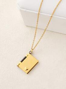 1 件情书项链，带可打开的心形吊坠设计，可定制雕刻，适合作为节日礼物