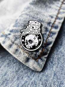 4 szt./8 szt. Punk Style Czaszka, Serce I Butelka Wina Kształt Metalowej Broszki, Ozdoby Koszuli Pin Do Ubrań Torby Urok