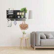Soporte de pared para llaves, organizador de llaves y correo de madera maciza para pared, perchero de 8 ganchos para llaves para entrada, pasillo, dormitorio, decoración rústica para el hogar - 8 ganchos - Ver 8