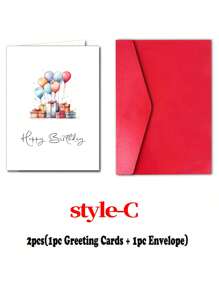 2pcs/12pcs Colorful Birthday Cake Design Greeting Cards With Envelopes - Six Bright Colourful Fun Birthday Cards - Perfect For Birthdays, Thank-You Cards & Special Occasions