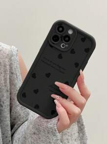 1 件优质微型心形图案米色砂纸微孔防震手机壳适用于 Apple/Redmi/Infinix/Vivo 防水防摔防刮 - 黑色 - 查看 5