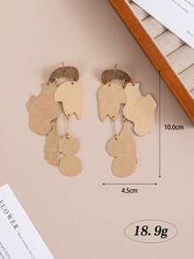 1 对欧美设计流苏耳环，百搭优雅女士耳环 - 金色 - 查看 4