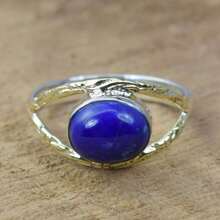 925 Sterling Silver And Brass Onyx Gemstone Jewelry Ring ~ December Month Birthstone ~ Natural Crystal Gemstone Ring ~ Gift For Valentine Day - 青金石 - 查看 1