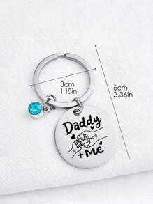 1pc Stainless Steel Round Pendant Fist Bump Key Chain - Perfect Father's Day Birthday Gift For Dad Or Son - Multicolor - View 11
