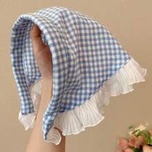 法式田园风蕾丝裹头巾时尚三角头巾女发圈头箍海边饰品复古优雅围巾丝带法式蕾丝三角头巾花朵发饰 - 彩色 - 查看 10