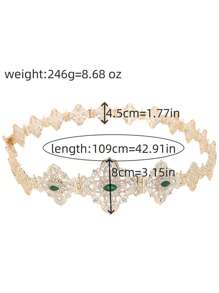 Moroccan Fashionable And Luxurious Women's Golden Waist Belt, Featuring A Star-Shaped Openwork Carving Adorned With Numerous Rhinestones. This Versatile Waist Chain For Women's Dresses Comes With An Adjustable Length, Perfect For Arabic Women's Weddings And Festive Occasions. - Multicolor - View 10