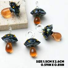 2pcs/Set Random Mori Style Colorful Handmade Glass Mushroom Pendant Decor Bead Set, Suitable For DIY Bracelets, Necklaces, Earrings, Phone Chains, Pendants & Jewelry Making - Multicolor - View 10