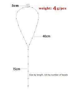 Minimalist Bead Necklace, Geometric Necklace - Single Layer Y Shape Silver - View 5