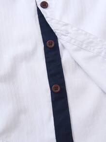 1pc Boys' White Embroidered Button Down Collared Long Sleeve Casual Shirt, Lightweight Fabric, Suitable For Birthday Party, Ceremony, Christening, Fashion Spring/Autumn Wear - White - View 6