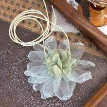 1 件复古飘逸网状花朵精致颈链，配缎带肩带颈部配饰