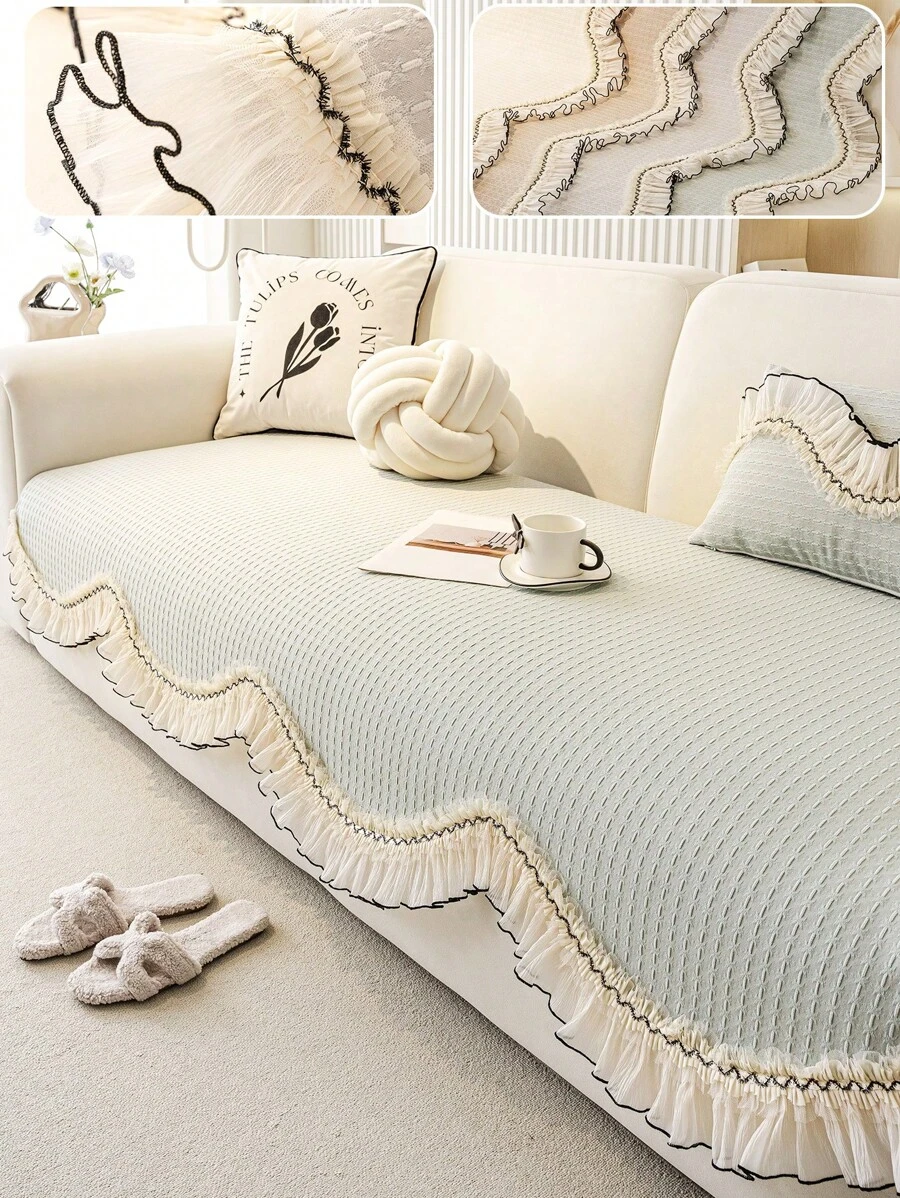 1 pieza Funda de sofá de chenilla de unicolor, protector de sofá minimalista moderno, cojín de sofá asimétrico apto para mascotas, adecuado para sala de estar, dormitorio, oficina, para todas las estaciones