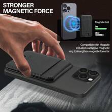 LC.IMEEKE 1pc Pu Leather Magnetic Wallet Card Holder Stand MagSafe Accessories Compatible With Phone 16 15 14 13 12 Pro/Pro Max/Plus/Mini