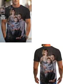 Customized Fashionable 3D T-Shirt, Suitable For Men,  And Family Photos, Casual And Comfortable Top, 100% Polyester, Round Neck Design, Machine Washable Ornamental,Dawg Stylish,Fashion,Hipster,Contracted,Easy Costume,Modest Fashion,Minimal Chic,Casual Custom,Unique,Personalized Ideal Gifts For Him Family,Boyfriend,Friends,Children