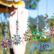 2 Packs Glass Crystal Flower Suncatchers - Multicolor Sunflower Prism Hanging Decor For Indoor & Outdoor - For Home Decor Enthusiasts - Add Sparkle To Windows, Patio, Garden - Perfect Gift For Housewarming & Birthday