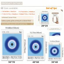 1 pieza, Cuadro colgante de lienzo, Enmarcado, Póster, Arte de pared, Póster de arte de pared abstracto de ojo malvado - Decoración de hogar azul moderna Pintura de lienzo para sala de estar, dormitorio, baño, oficina en casa, salón de clases - Decoración artística, Regalo de estilo clásico para cumpleaños y graduación - Multicolor - Ver 3