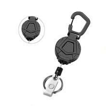 1pc Retractable Heavy-Duty Keychain With Laser Gray ID Card Holder, Cushioned Steel Cable Snap Hook, Outdoor Camping Fishing Backpack Key Chain