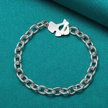 精致银镀白铜招财狗手链 女士婚礼派对时尚饰品礼物珠宝 - 銀色 - 查看 3